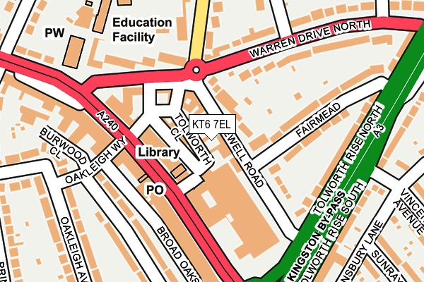 KT6 7EL map - OS OpenMap – Local (Ordnance Survey)