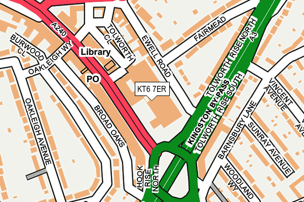 KT6 7ER map - OS OpenMap – Local (Ordnance Survey)