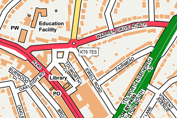 KT6 7ES map - OS OpenMap – Local (Ordnance Survey)