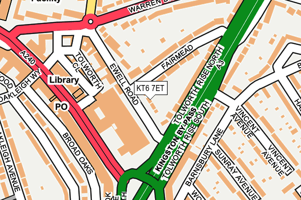 KT6 7ET map - OS OpenMap – Local (Ordnance Survey)