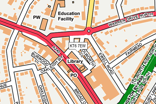 KT6 7EW map - OS OpenMap – Local (Ordnance Survey)