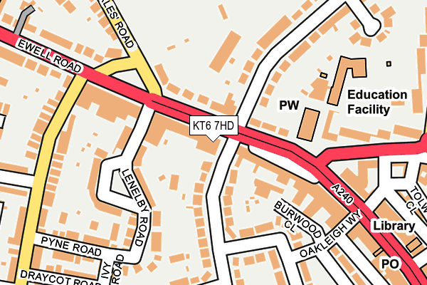 KT6 7HD map - OS OpenMap – Local (Ordnance Survey)