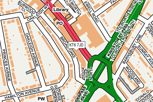 KT6 7JD map - OS OpenMap – Local (Ordnance Survey)