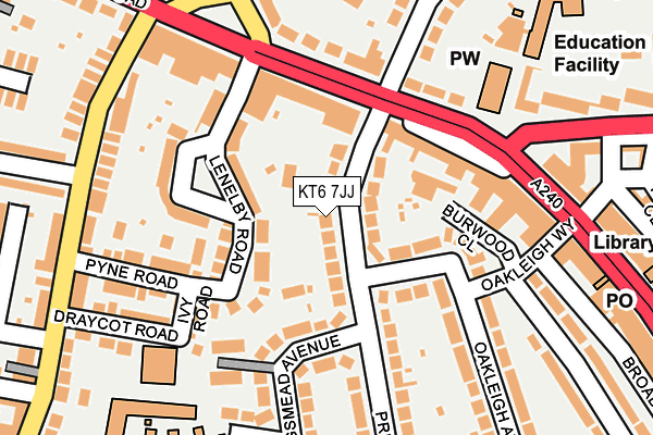 KT6 7JJ map - OS OpenMap – Local (Ordnance Survey)