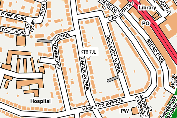 KT6 7JL map - OS OpenMap – Local (Ordnance Survey)