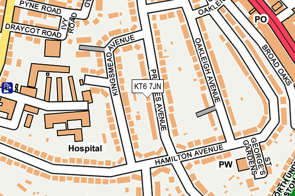 KT6 7JN map - OS OpenMap – Local (Ordnance Survey)