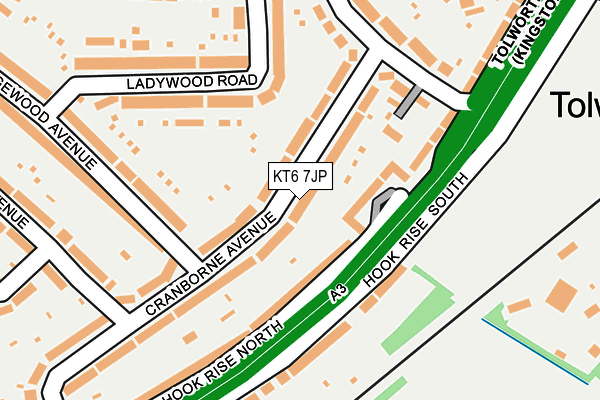 KT6 7JP map - OS OpenMap – Local (Ordnance Survey)