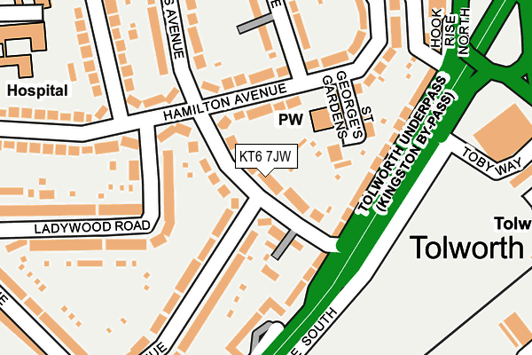 KT6 7JW map - OS OpenMap – Local (Ordnance Survey)