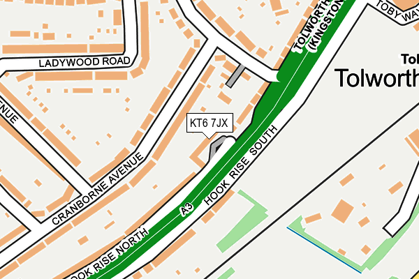 KT6 7JX map - OS OpenMap – Local (Ordnance Survey)