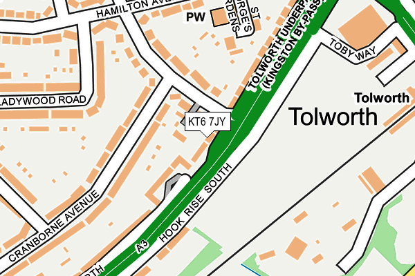 KT6 7JY map - OS OpenMap – Local (Ordnance Survey)