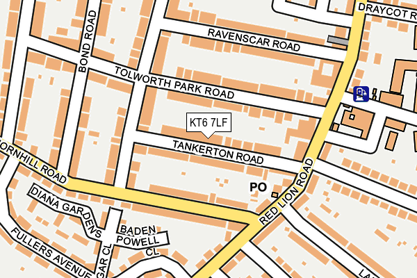 KT6 7LF map - OS OpenMap – Local (Ordnance Survey)