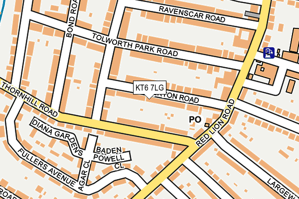 KT6 7LG map - OS OpenMap – Local (Ordnance Survey)