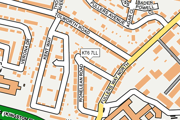 KT6 7LL map - OS OpenMap – Local (Ordnance Survey)