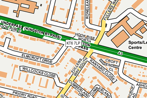 KT6 7LP map - OS OpenMap – Local (Ordnance Survey)