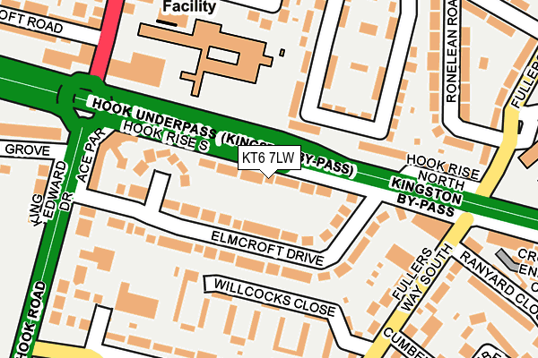 KT6 7LW map - OS OpenMap – Local (Ordnance Survey)