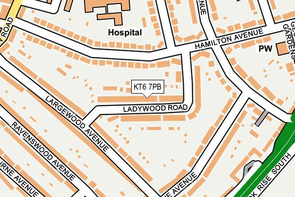 KT6 7PB map - OS OpenMap – Local (Ordnance Survey)