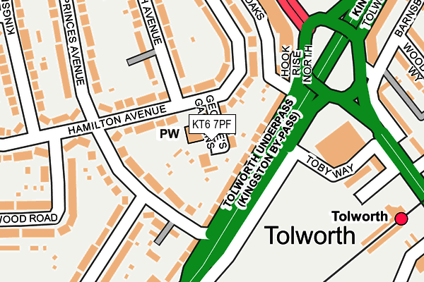 KT6 7PF map - OS OpenMap – Local (Ordnance Survey)