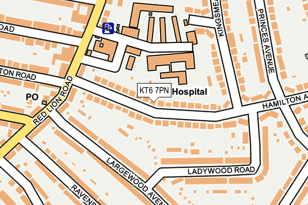 KT6 7PN map - OS OpenMap – Local (Ordnance Survey)