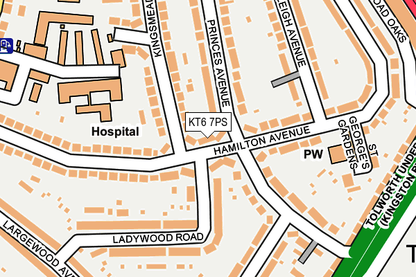 KT6 7PS map - OS OpenMap – Local (Ordnance Survey)