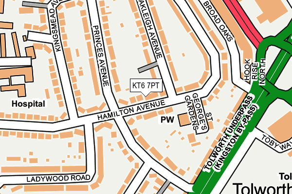 KT6 7PT map - OS OpenMap – Local (Ordnance Survey)