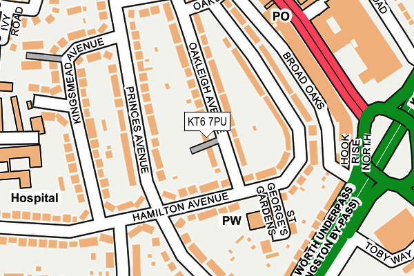 KT6 7PU map - OS OpenMap – Local (Ordnance Survey)