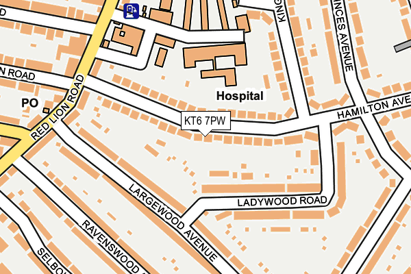KT6 7PW map - OS OpenMap – Local (Ordnance Survey)