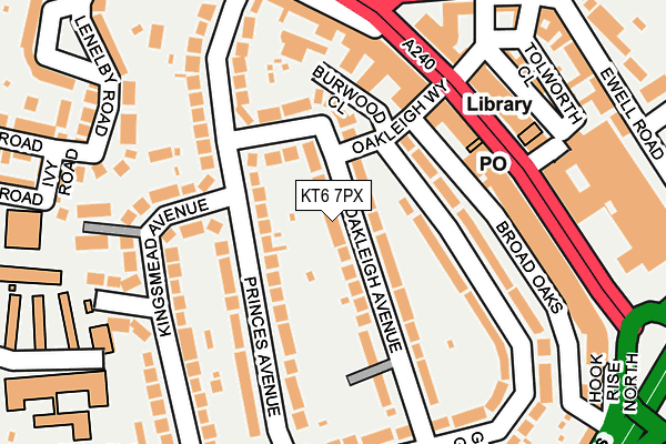 KT6 7PX map - OS OpenMap – Local (Ordnance Survey)