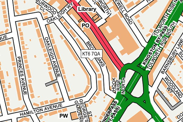 KT6 7QA map - OS OpenMap – Local (Ordnance Survey)