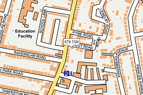 KT6 7QN map - OS OpenMap – Local (Ordnance Survey)