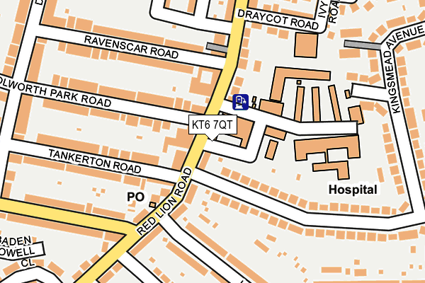 KT6 7QT map - OS OpenMap – Local (Ordnance Survey)