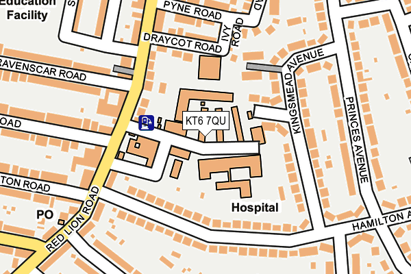 KT6 7QU map - OS OpenMap – Local (Ordnance Survey)