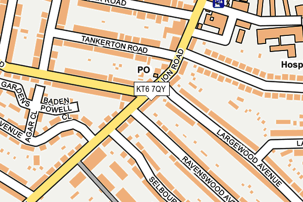 KT6 7QY map - OS OpenMap – Local (Ordnance Survey)