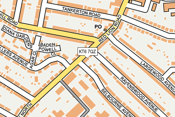 KT6 7QZ map - OS OpenMap – Local (Ordnance Survey)