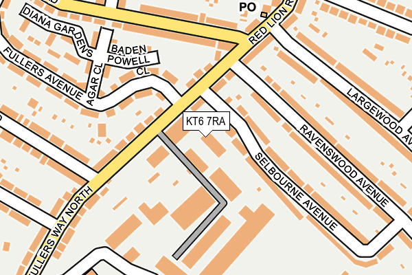 KT6 7RA map - OS OpenMap – Local (Ordnance Survey)