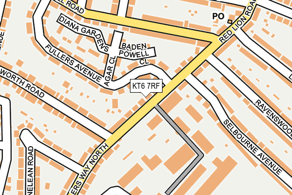 KT6 7RF map - OS OpenMap – Local (Ordnance Survey)