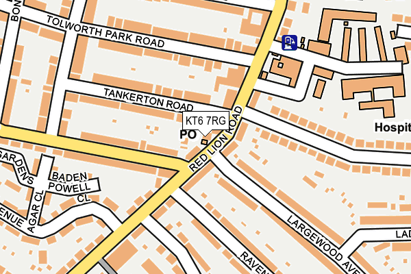 KT6 7RG map - OS OpenMap – Local (Ordnance Survey)