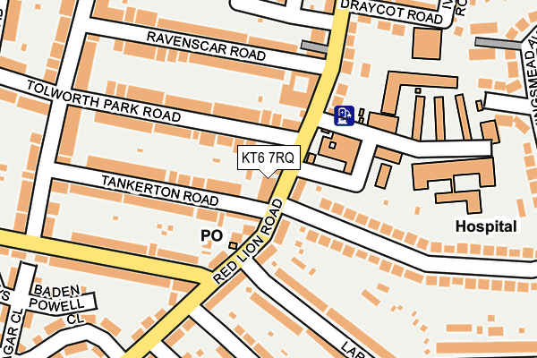 KT6 7RQ map - OS OpenMap – Local (Ordnance Survey)