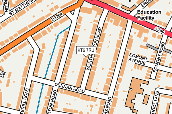 KT6 7RU map - OS OpenMap – Local (Ordnance Survey)