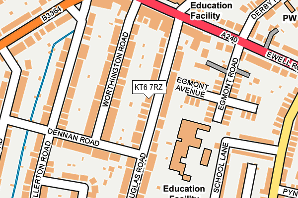 KT6 7RZ map - OS OpenMap – Local (Ordnance Survey)