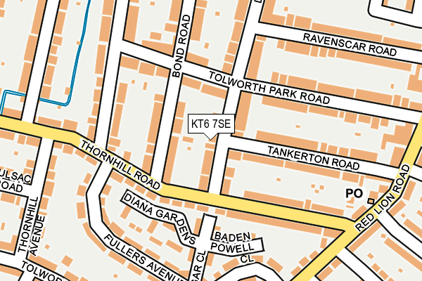 KT6 7SE map - OS OpenMap – Local (Ordnance Survey)