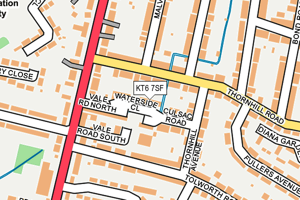 KT6 7SF map - OS OpenMap – Local (Ordnance Survey)