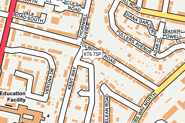 KT6 7SP map - OS OpenMap – Local (Ordnance Survey)