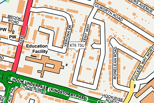 KT6 7SU map - OS OpenMap – Local (Ordnance Survey)