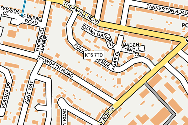 KT6 7TD map - OS OpenMap – Local (Ordnance Survey)