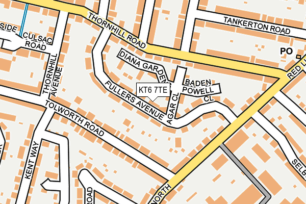 KT6 7TE map - OS OpenMap – Local (Ordnance Survey)