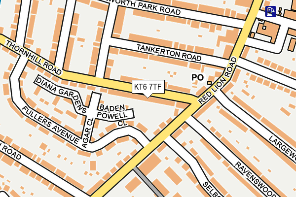 KT6 7TF map - OS OpenMap – Local (Ordnance Survey)