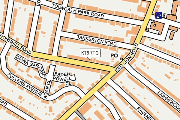 KT6 7TG map - OS OpenMap – Local (Ordnance Survey)