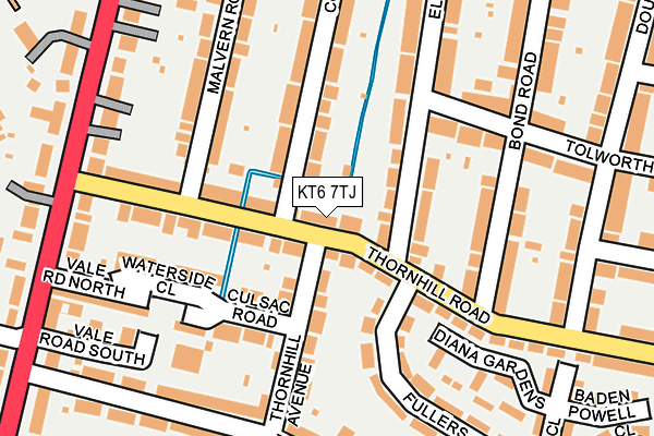 KT6 7TJ map - OS OpenMap – Local (Ordnance Survey)