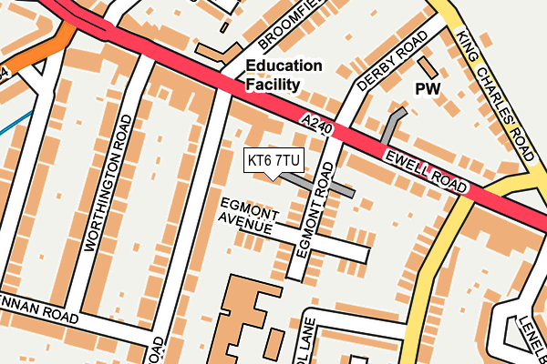 KT6 7TU map - OS OpenMap – Local (Ordnance Survey)