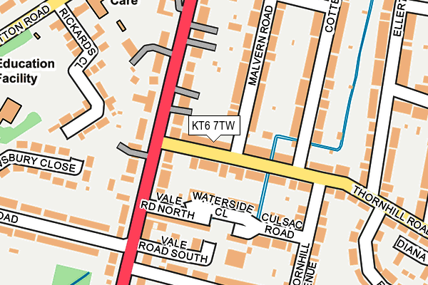 KT6 7TW map - OS OpenMap – Local (Ordnance Survey)